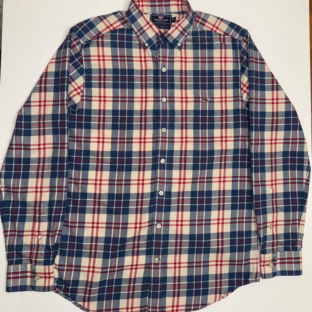 Vineyard Vines Men's Plaid Shirt - Navy, Red, White